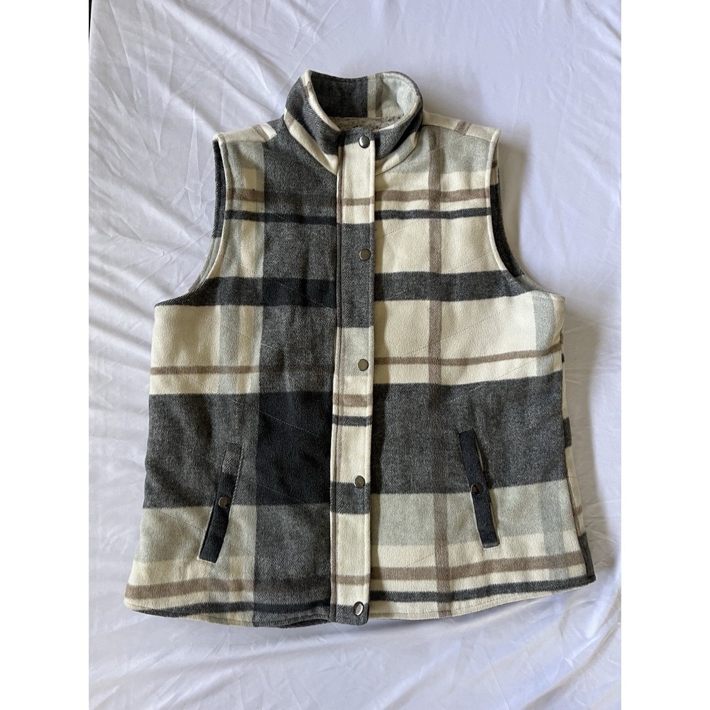 William B Sherpa Vest Women's Large Gray Sleeveless Utility Chic Outdoor Casual